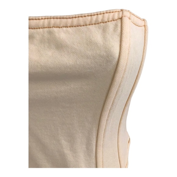 Steve Madden cream vintage washed look strapless stretch crop corset bustier   M - Picture 4 of 14